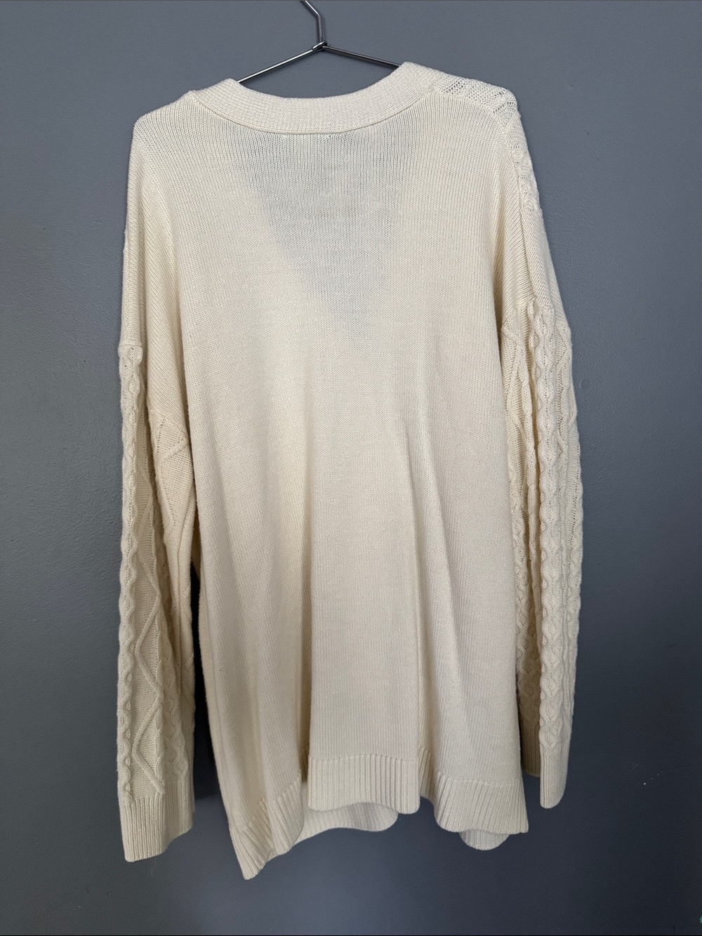 dip Cream Cable Knit V-Neck Button Cardigan - Picture 6 of 6